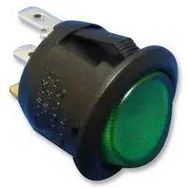 SWITCH, ROCKER, SPST, GREEN ILLUM.