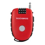 Rockbros 32420981001 bicycle lock with retractable cable - red, Rockbros