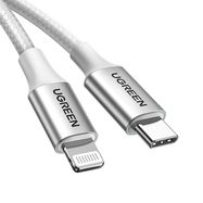 Ugreen US304 70523 USB-C / Lightning MFi cable 1m - silver, Ugreen