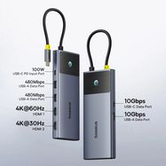 HUB Baseus Metal Gleam Series II 7in1 USB-C - USB-C PD100W / 2x USB-A / 2x HDMI 4K / USB-A 3.0 / USB-C 3.0, Baseus