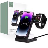 Tech-Protect QI15W-A20 inductive charger with 3in1 stand for smartphone / headphones / Apple Watch - black, Tech-Protect