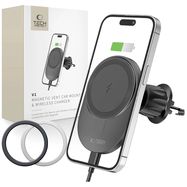 Tech-Protect MM15W-V1 Car Phone Holder with MagSafe 15W Inductive Charger for Air Vent - Black, Tech-Protect