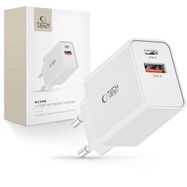 Tech-Protect NC30W USB-C PD 30W / USB-A QC 3.0 charger - white, Tech-Protect