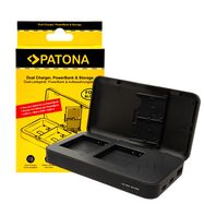 PATONA Dual charger for Panasonic DMW-BLG10 DC-TX2 DMC-GF3K DMCGX7 DMC-ZS110 with power bank function and memory card storage, PATONA