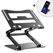 Laptop stand Wozinsky WRS-CPY75DSB aluminum + Free! smartphone stand - black, Wozinsky