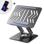 Laptop stand Wozinsky WRS-CPY84SB 360 aluminum + Free! smartphone stand - black, Wozinsky