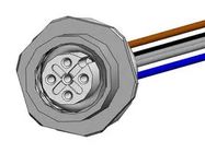 M12 5 pos female brass/nickel front PG9 12" pigtail