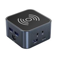 Hub USB-C 12 in 1 Wozinsky WHBC09Y8S multifunctional, with wireless charging function, aluminum, with 15 cm cable - gray, Wozinsky