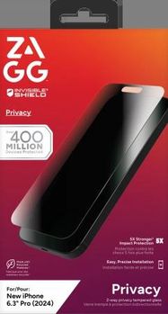 ZAGG InvisibleShield Glass Elite Privacy for iPhone 16 Pro, Zagg