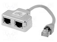 Splitter; Cat: 5e; cross,shielded; RJ45 socket x2,RJ45 plug DIGITUS