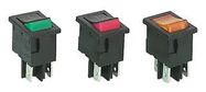 ROCKER SWITCH, DPST, BLACK/RED, I/O