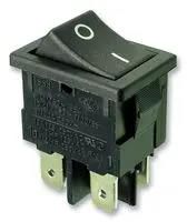 SWITCH, DPST, BLACK, O/I MARKING