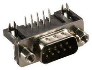 CONNECTOR, D SUB, PLUG, THT, R/A, 9WAY