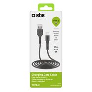 SBS TECABLEMICROC15K USB-A - USB-C Cable 1.5m - Black, SBS