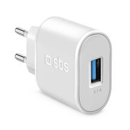 SBS TETR1USB2AWFAST 10W USB-A Wall Charger - White, SBS