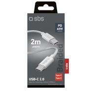SBS TECABLETISSUETCC2G Cable 2 x USB-C 2m 60W with Power Delivery - Gray, SBS