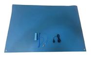 2 X 3 FOOT ESD MAT 2MM-0.079 THICK, LIGHT BLUE, 2 BUTTONS, WRIST STRAP, GROUND CORD 18AM7637