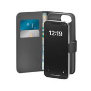 Puro Eco-Leather Case for iPhone 16E W/horiz.flip+2 Card Slot+Banknote Pocket+Cover Black, Puro