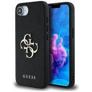 Guess PU Grained 4G Metal Logo case for iPhone 16e - black, Guess