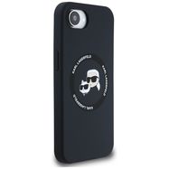 Karl Lagerfeld Liquid Silicone Karl & Choupette Heads Case with MagSafe for iPhone 16e - Black, Karl Lagerfeld