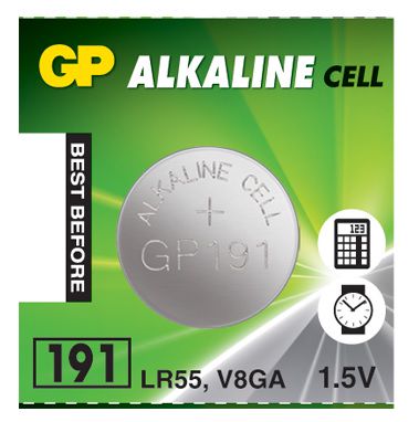 Щелочная батарея 191 (LR55, AG8, V8GA, D191A, LR1120) 1,5 В GP 191C2LR1120 4891199015526