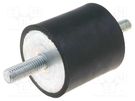 Vibration damper; M8; Ø: 40mm; rubber; L: 40mm; Thread len: 23mm ELESA+GANTER
