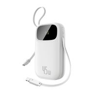 Baseus EnerFill FC31 20000mAh 45W Powerbank with Digital Display and 2 Built-in Cables (USB-C + Lightning) - White, Baseus