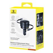 Baseus Enjoyment Max 90W Car Charger 2 x USB-C + USB-A + USB-C Cable - Black, Baseus