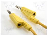 Test lead; 60VDC; 20A; banana plug 4mm,both sides; Len: 1m; yellow 