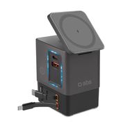 SBS Power Dock 6-in-1 with MagSafe, Stand, and USB-C Cables 65W – Black, SBS