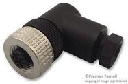 SOCKET, SENSOR, 4WAY, M12, R/A, PLASTIC