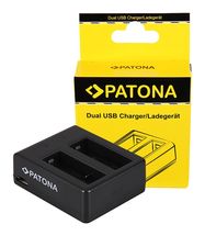 PATONA USB Dual Charger f. SJCAM SJ4000 SubTig3 Rollei Actioncam 220 300 300 Plus 310 330 415 416 426 inkl. Micro-USB cable, PATONA