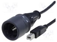 Cable; USB 2.0; USB A plug,USB B plug; IP66,IP68,IP69K; 1A; 4m BULGIN