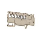Potential distributor terminal, PUSH IN, 1.5, 500 V, 17.5 A, Number of connections: 6, TS 35, dark beige, Colour of operational elements: red Weidmuller