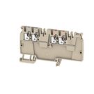 Potential distributor terminal, PUSH IN, 2.5, 500 V, 24 A, Number of connections: 4, TS 35, dark beige, Colour of operational elements: red / blue Weidmuller