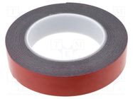 Tape: fixing; W: 25mm; L: 5m; Thk: 1.2mm; double-sided; acrylic; black AFTC