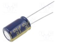 Capacitor: electrolytic; low ESR; THT; 470uF; 25VDC; Ø10x16mm; ±20% PANASONIC