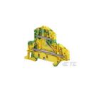 Terminal, spring push in, green yellow, 5.2mm, 4 positions, DIN rail mounted ENTRELEC
