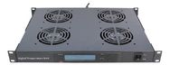 Fan unit for 19" cabinet 1U LK-DTU-002 (black, 4 fans, with thermostat, LCD, 483x328x44 mm)