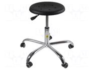 Stool; ESD; Seat dim: Ø345mm; 510÷695mm; max120kg; Rsurf: 0.1÷1MΩ RT WORK