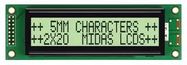 DISPLAY, ALPHANUMERIC, 20X2, YELLOW/GRN
