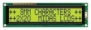 DISPLAY, ALPHANUMERIC, 20X2, YELLOW/GRN