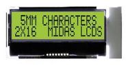 LCD, COG 2X16, STN, Y/GRN B/L, I2C