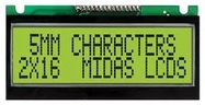 LCD, 2X16, STN, YLW/GREEN B/L, 5MM