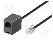 Cable: telephone; RJ11 socket,RJ11 plug; 10m; black Goobay