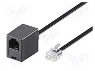 Cable: telephone; RJ11 socket,RJ11 plug; 10m; black GOOBAY