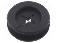 Grommet; with bulkhead; Ømount.hole: 12.1mm; Øhole: 6mm; rubber FIX&FASTEN