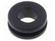 Grommet; Ømount.hole: 6mm; Øhole: 4.1mm; rubber; black FIX&FASTEN