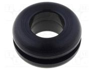 Grommet; Ømount.hole: 11mm; Øhole: 7mm; rubber; black FIX&FASTEN