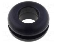 Grommet; Ømount.hole: 11mm; Øhole: 7mm; rubber; black FIX&FASTEN